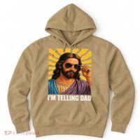 I Saw That Im Telling Dad Funny Religious Christian Jesus Hoodie thumb 0