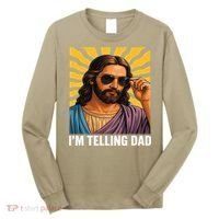 I Saw That Im Telling Dad Funny Religious Christian Jesus Long Sleeve Shirt thumb 0