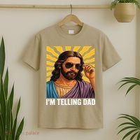 I Saw That Im Telling Dad Funny Religious Christian Jesus T-Shirt thumb 2