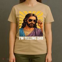 I Saw That Im Telling Dad Funny Religious Christian Jesus T-Shirt thumb 4