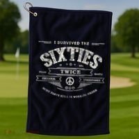 I Survived The Sixties Twice Built In 60s 60th Birthday Golf Towel thumb 1