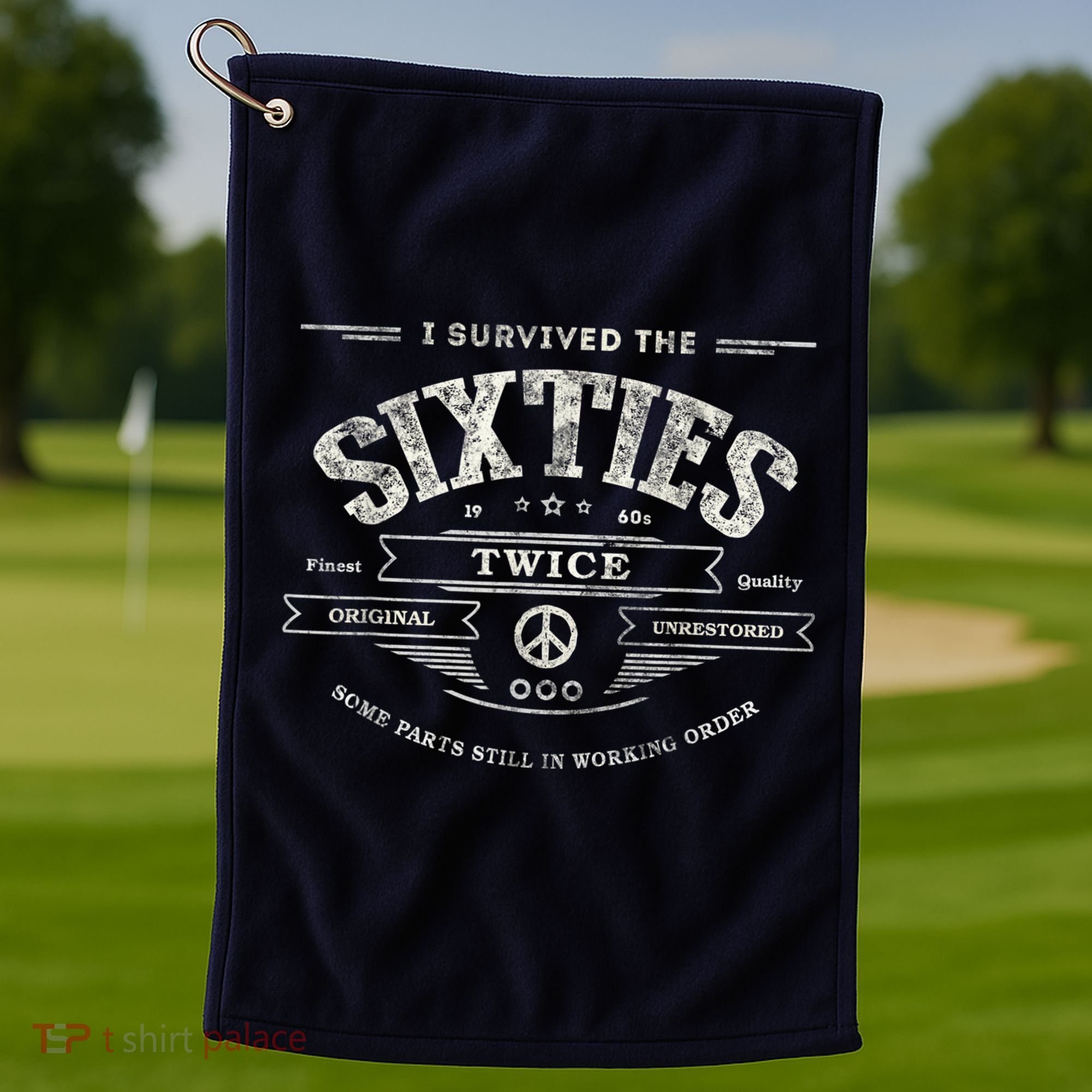 I Survived The Sixties Twice Built In 60s 60th Birthday Golf Towel