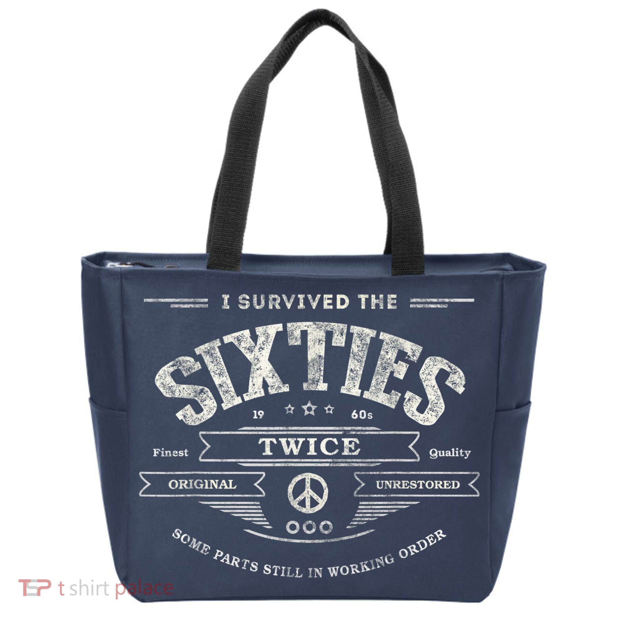 I Survived The Sixties Twice Built In 60s 60th Birthday Tote Bag
