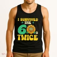 I Survived The 60s Twice Sixties 60s And 70s Year Sunflower Tank Top thumb 3