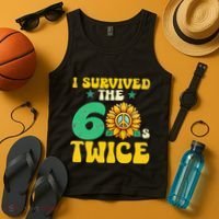 I Survived The 60s Twice Sixties 60s And 70s Year Sunflower Tank Top thumb 4