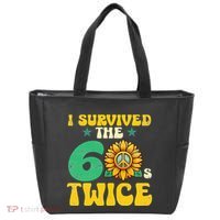 I Survived The 60s Twice Sixties 60s And 70s Year Sunflower Tote Bag thumb 0