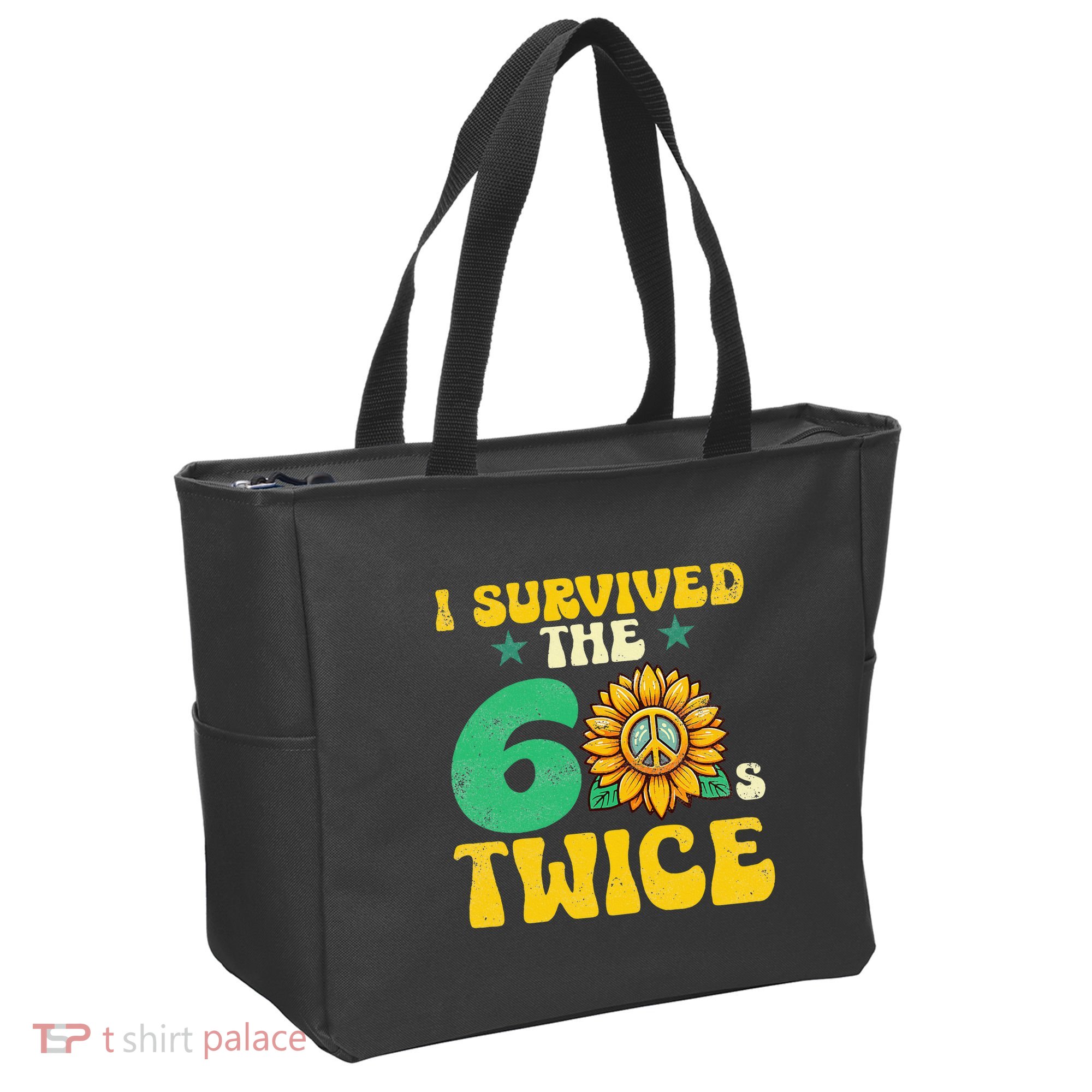 I Survived The 60s Twice Sixties 60s And 70s Year Sunflower Tote Bag
