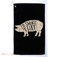 I'd Smoke That Pig Bbq Grilling Meaningful Gift Golf Towel thumb 0