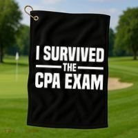 I Survived The CPA Exam Funny Certified Public Accountant Golf Towel thumb 1