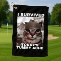 I Survived Todays Tummy Ache Golf Towel thumb 1