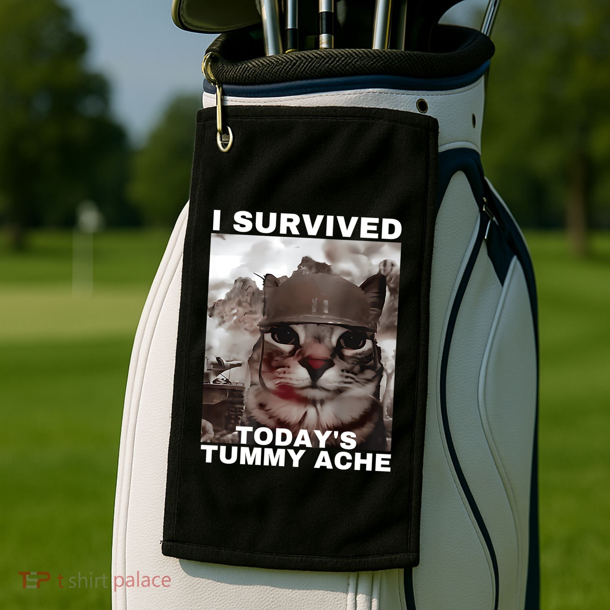 I Survived Todays Tummy Ache Golf Towel