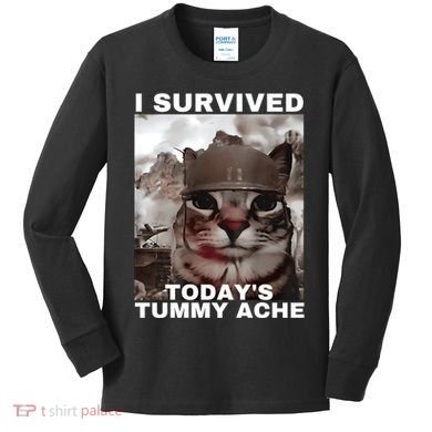 I Survived Todays Tummy Ache Kids Long Sleeve Shirt