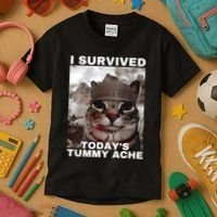 I Survived Todays Tummy Ache Kids T-Shirt thumb 3