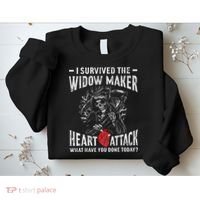 I Survived The Widow Maker Heart Attack Heart Disease Sweatshirt thumb 2