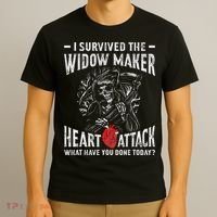 I Survived The Widow Maker Heart Attack Heart Disease T-Shirt thumb 3