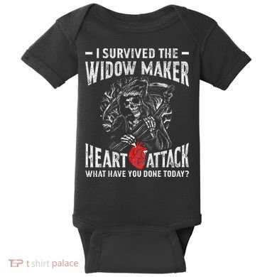 I Survived The Widow Maker Heart Attack Heart Disease Baby Bodysuit