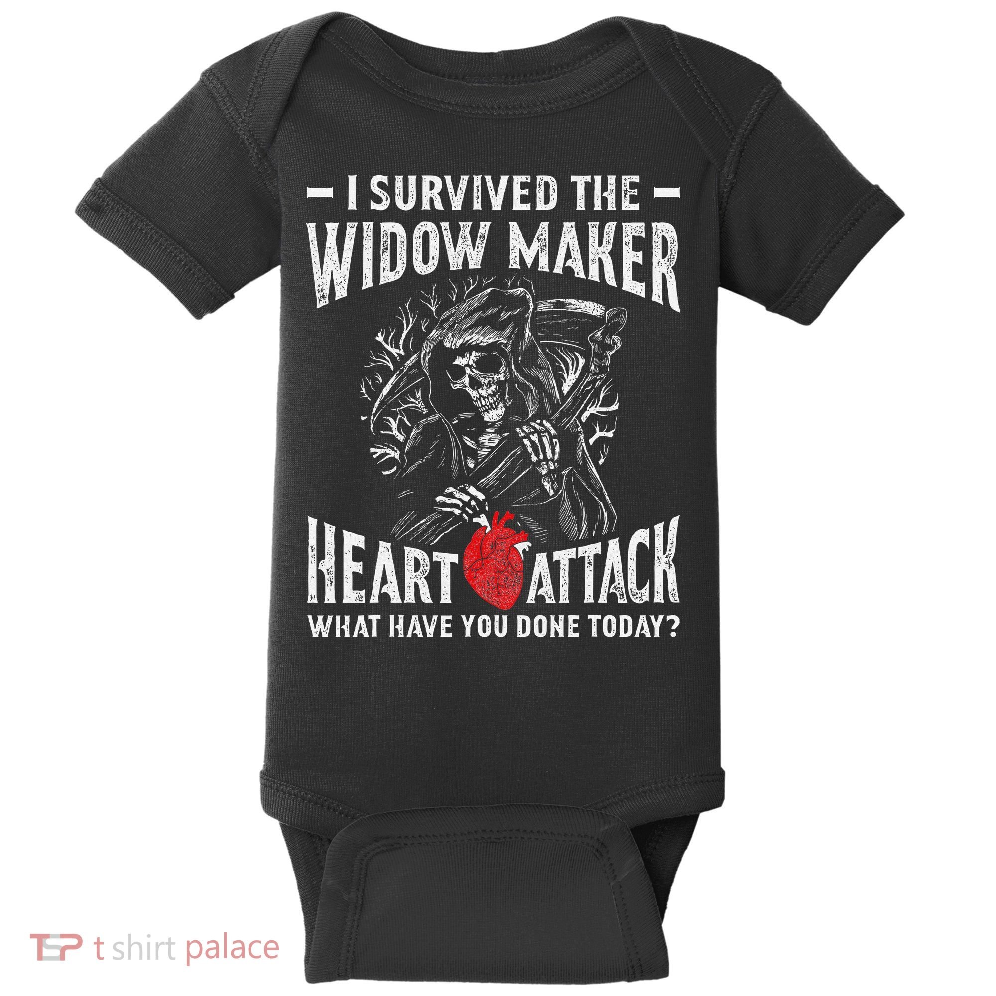 I Survived The Widow Maker Heart Attack Heart Disease Baby Bodysuit
