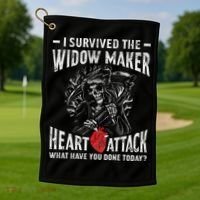 I Survived The Widow Maker Heart Attack Heart Disease Golf Towel thumb 1