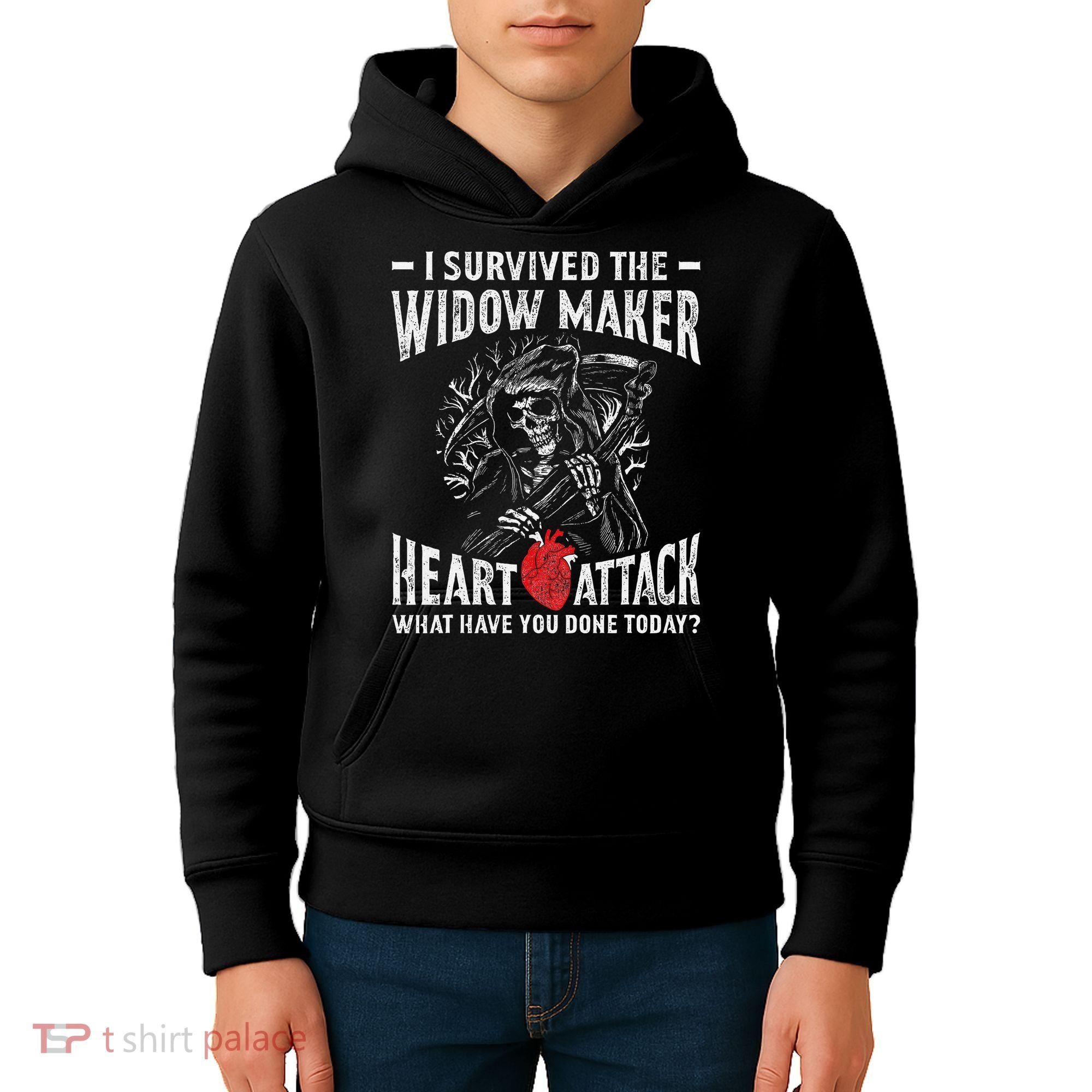 I Survived The Widow Maker Heart Attack Heart Disease Kids Hoodie