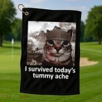 I Survived TodayS Tummy Ache Golf Towel thumb 1