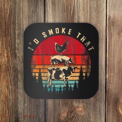 Id Smoke That Funny Smoked Meat BBQ Chef Barbecue Coaster