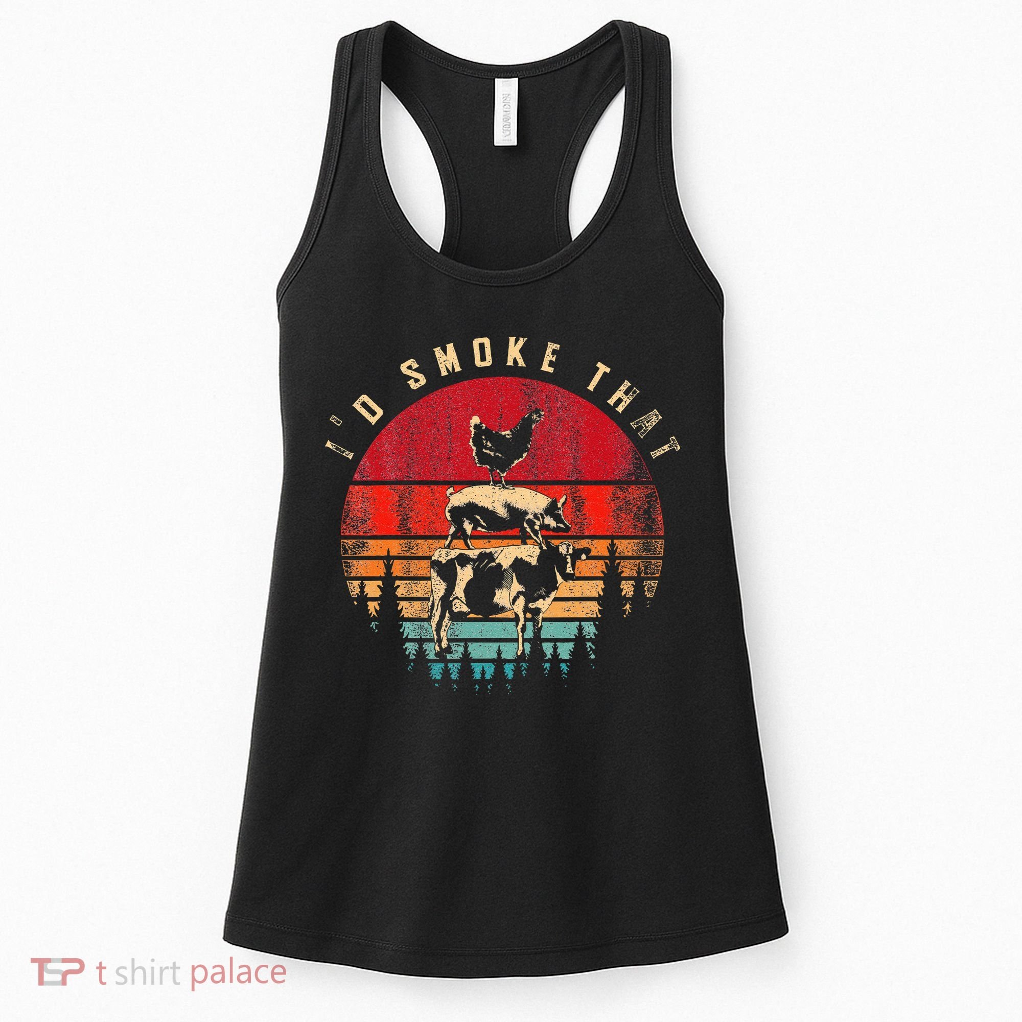 Id Smoke That Funny Smoked Meat BBQ Chef Barbecue Women's Tank Top
