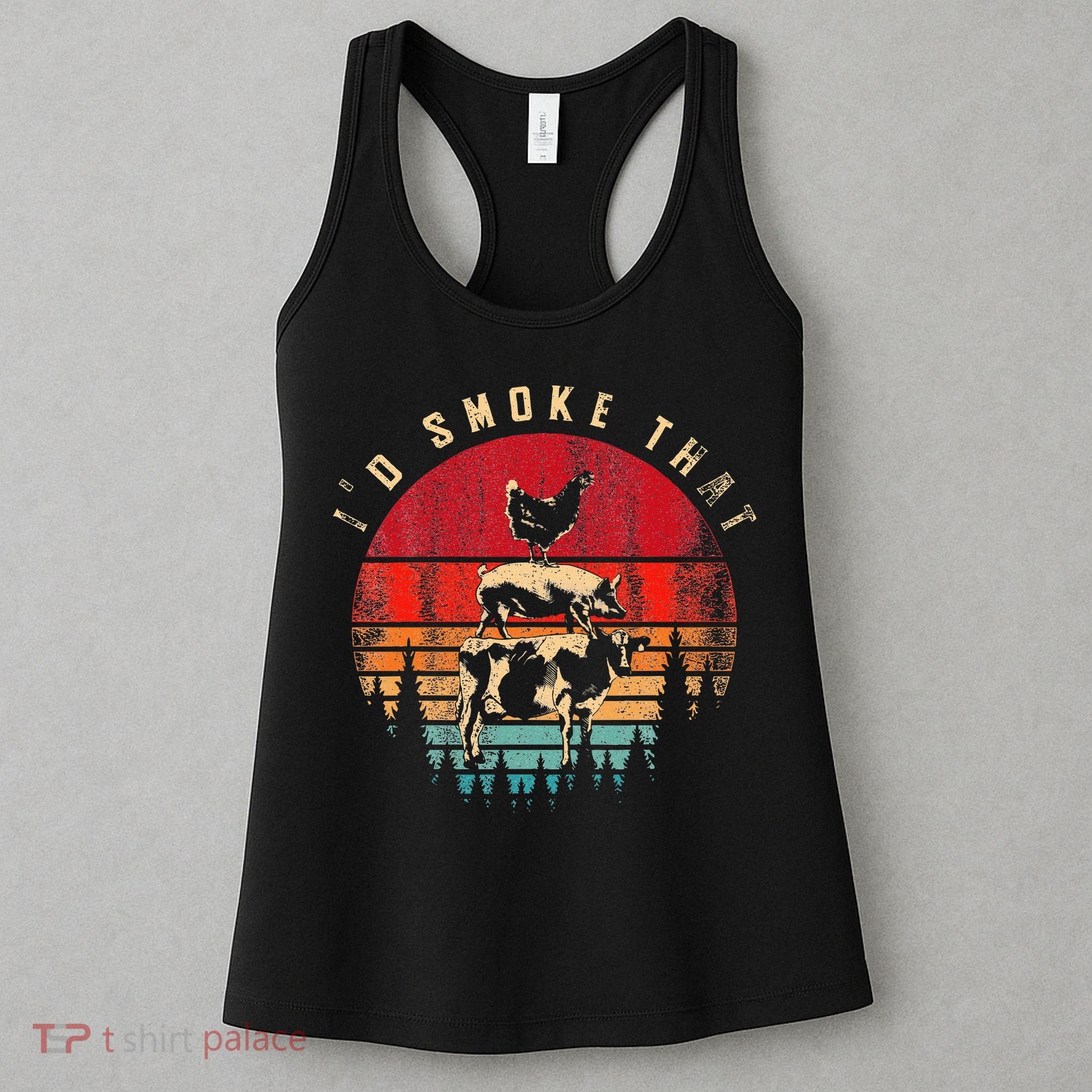 Id Smoke That Funny Smoked Meat BBQ Chef Barbecue Women's Tank Top