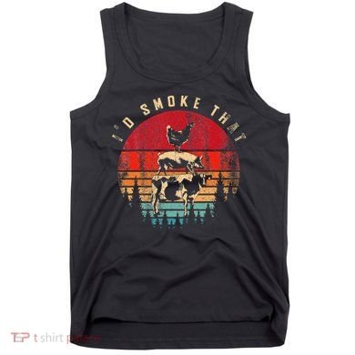 Id Smoke That Funny Smoked Meat BBQ Chef Barbecue Tank Top