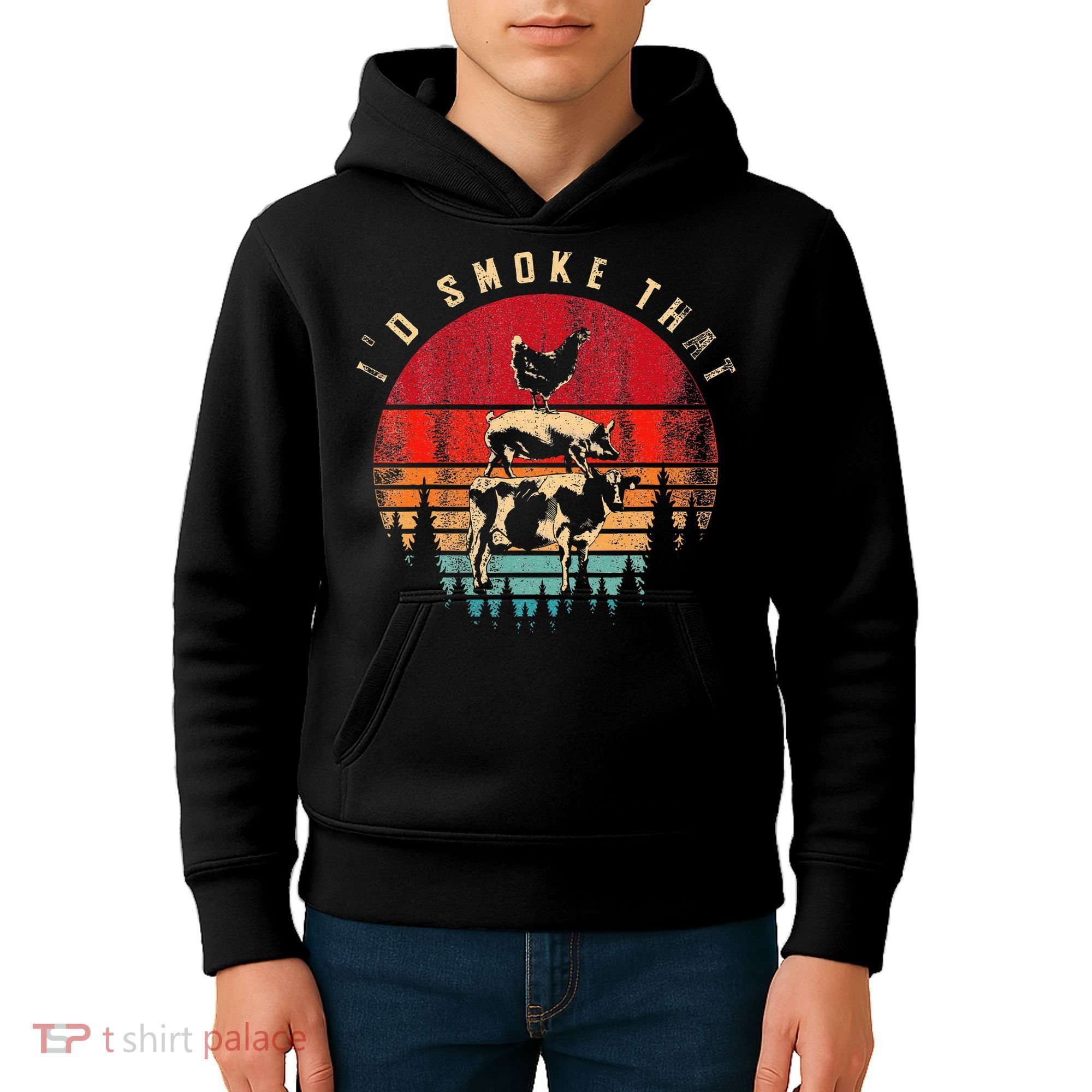Id Smoke That Funny Smoked Meat BBQ Chef Barbecue Kids Hoodie