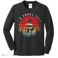 Id Smoke That Funny Smoked Meat BBQ Chef Barbecue Kids Long Sleeve Shirt thumb 0