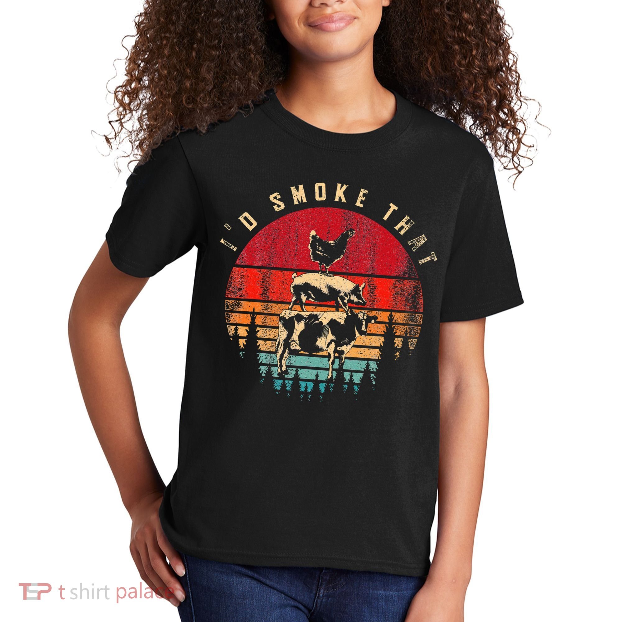 Id Smoke That Funny Smoked Meat BBQ Chef Barbecue Kids T-Shirt