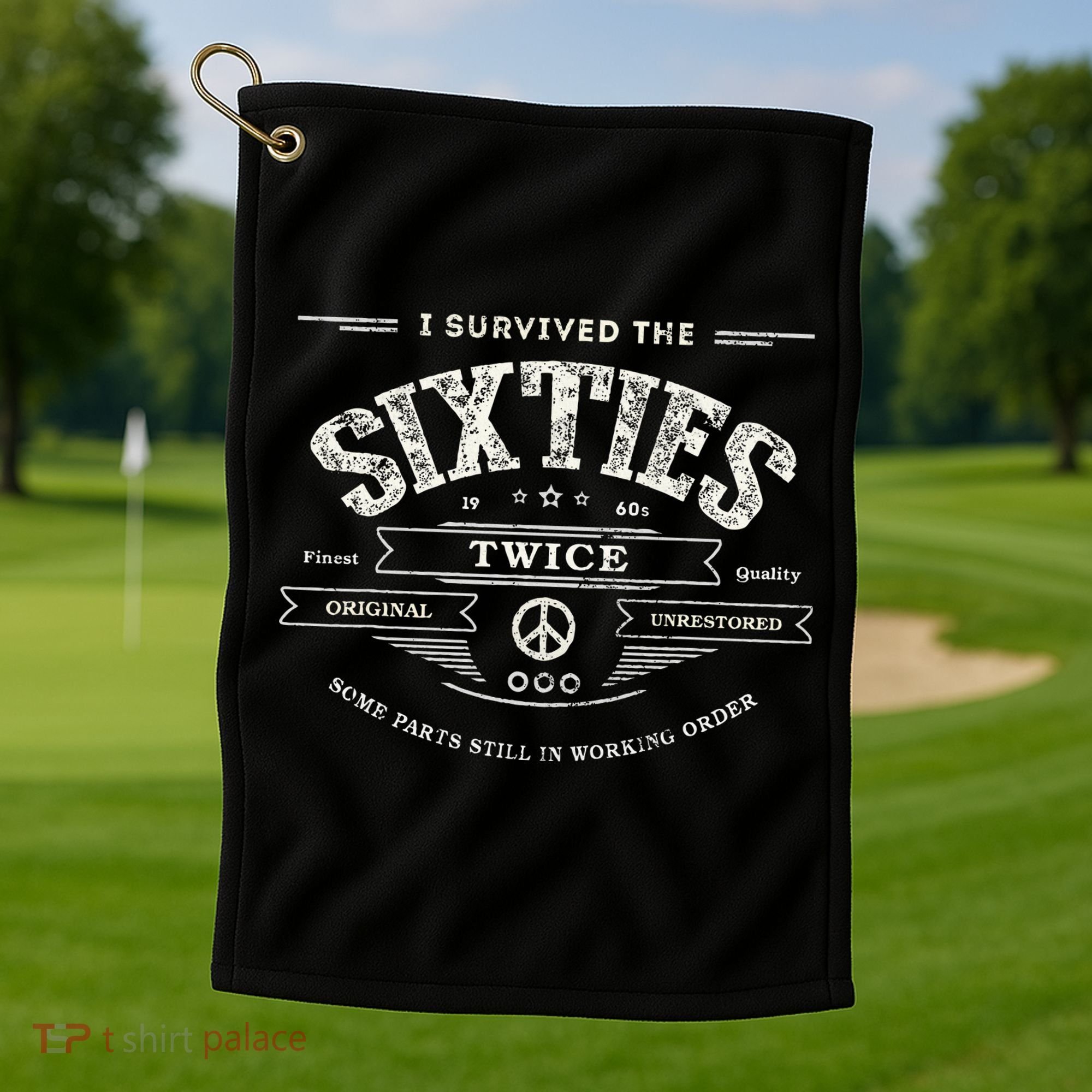 I Survived The Sixties Twice Built In 60s 70th 60th Birthday Golf Towel