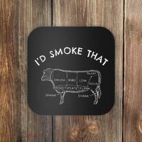 Id Smoke That Cow Funny Smoking Bbq Grilling Coaster thumb 0