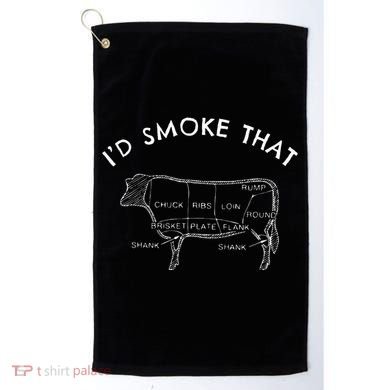 Id Smoke That Cow Funny Smoking Bbq Grilling Golf Towel