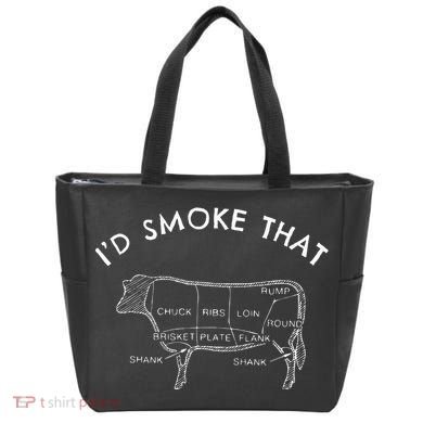 Id Smoke That Cow Funny Smoking Bbq Grilling Tote Bag