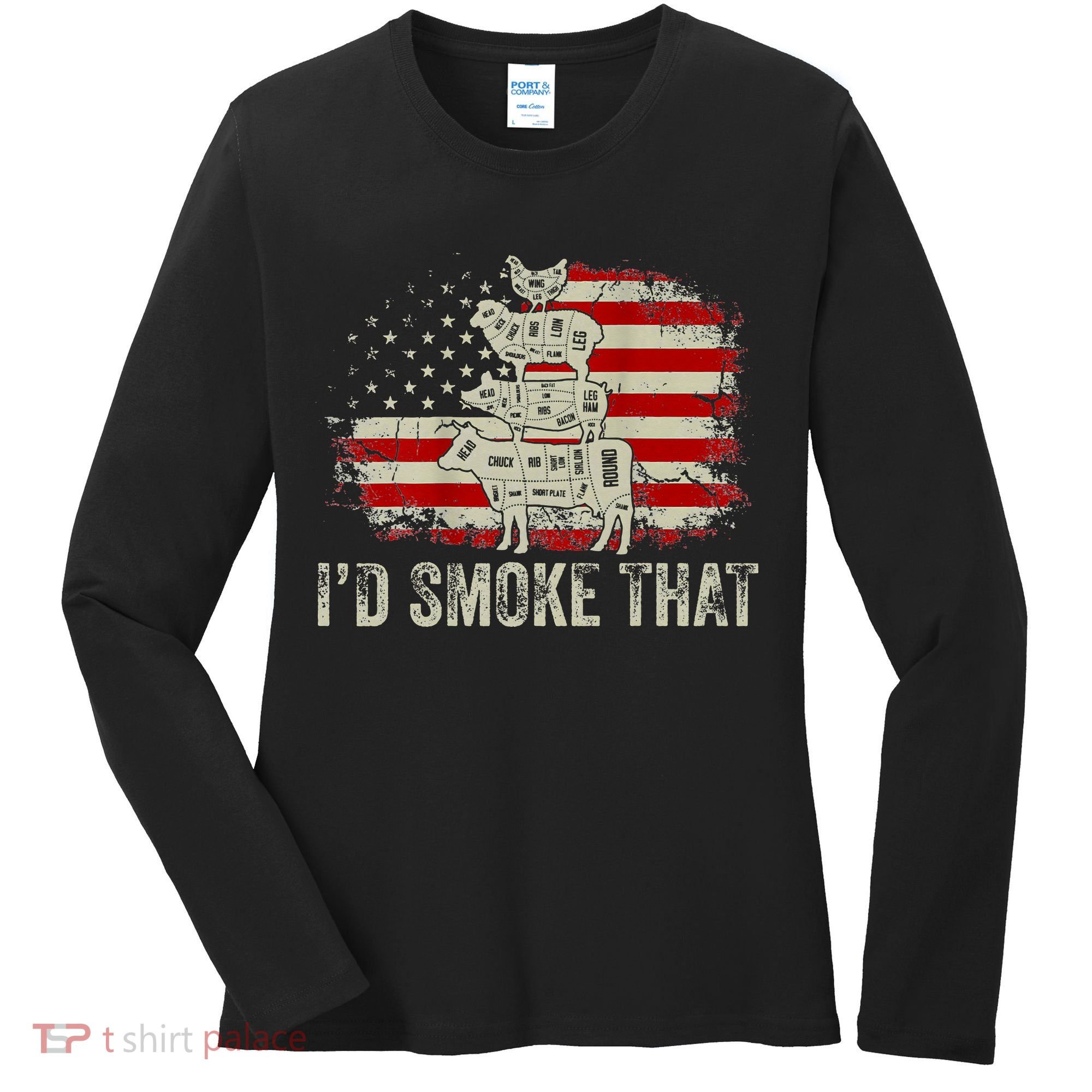 Id smoke that Grillers Chef Pitmaster Outdoor Camping BBQ Women's Long Sleeve Shirt