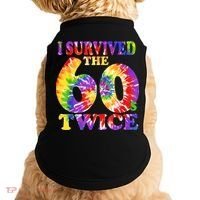 I Survived The Sixties 60s Twice Tie Dye 70th Birthday Doggie Tank thumb 0