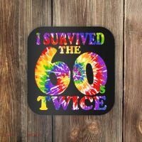 I Survived The Sixties 60s Twice Tie Dye 70th Birthday Coaster thumb 0