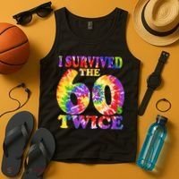 I Survived The Sixties 60s Twice Tie Dye 70th Birthday Tank Top thumb 4