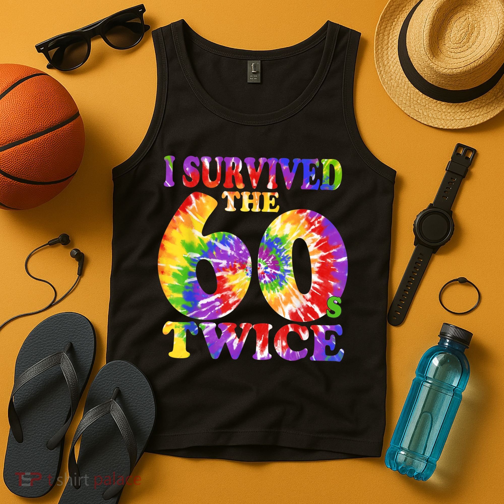 I Survived The Sixties 60s Twice Tie Dye 70th Birthday Tank Top