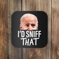 I'd Sniff That. Anti Joe Biden Funny Parody Coaster thumb 0