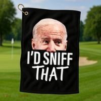 I'd Sniff That. Anti Joe Biden Funny Parody Golf Towel thumb 1