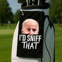 I'd Sniff That. Anti Joe Biden Funny Parody Golf Towel thumb 2
