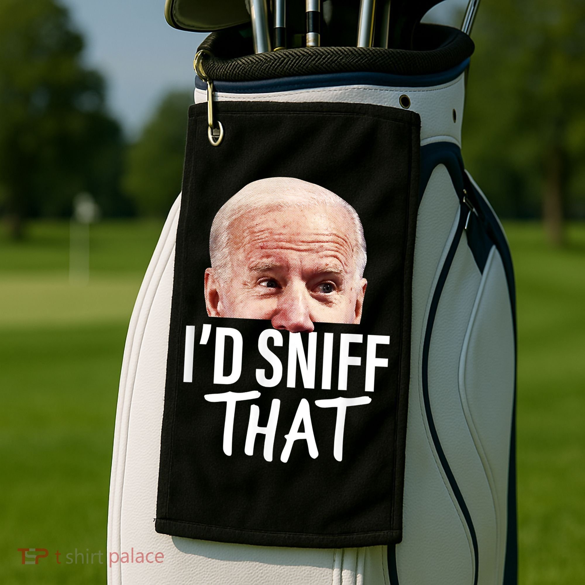 I'd Sniff That. Anti Joe Biden Funny Parody Golf Towel