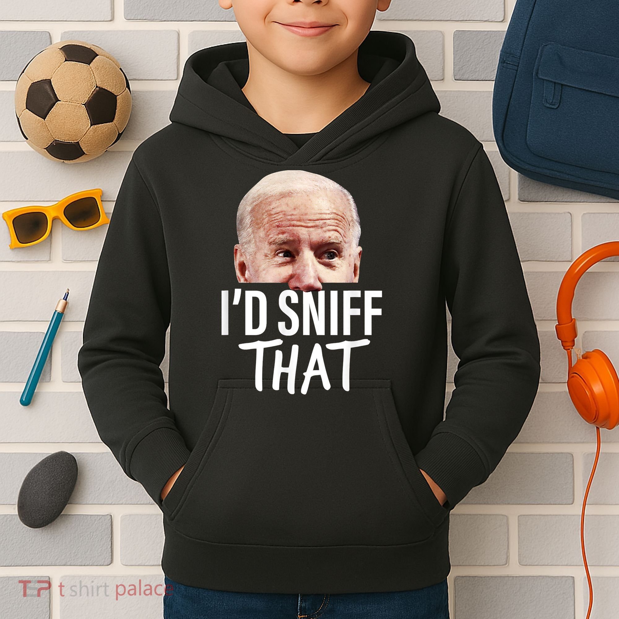 I'd Sniff That. Anti Joe Biden Funny Parody Kids Hoodie