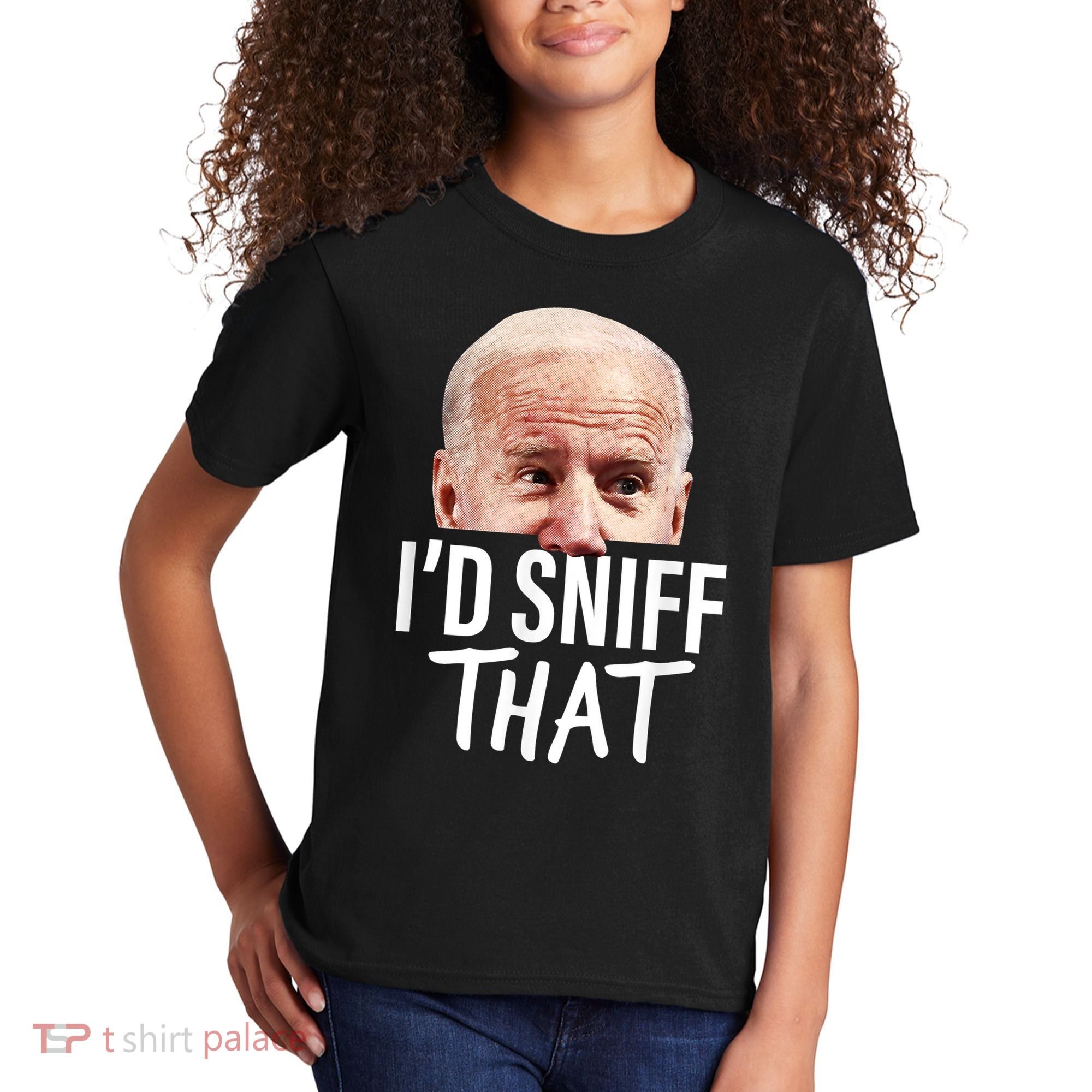 I'd Sniff That. Anti Joe Biden Funny Parody Kids T-Shirt