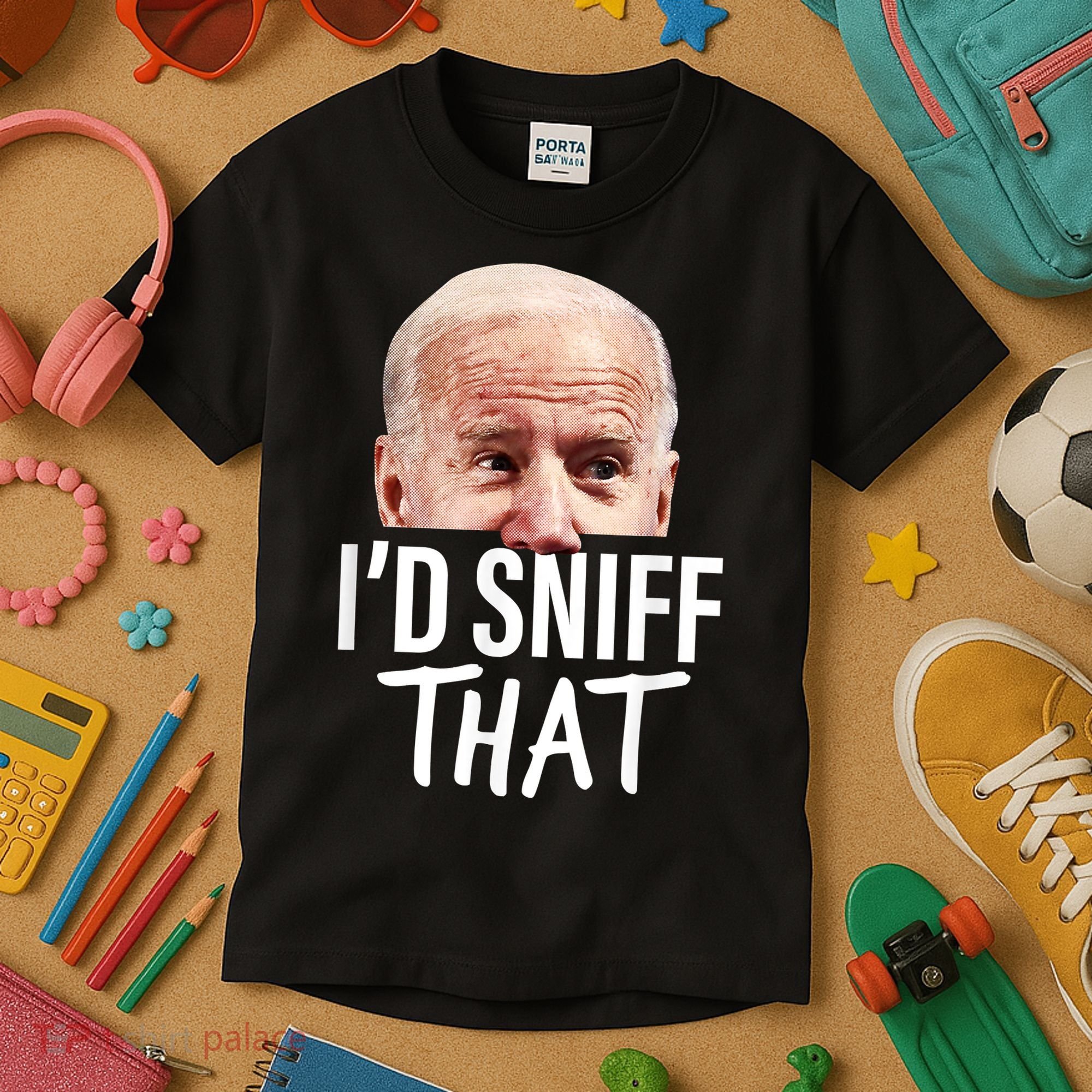 I'd Sniff That. Anti Joe Biden Funny Parody Kids T-Shirt