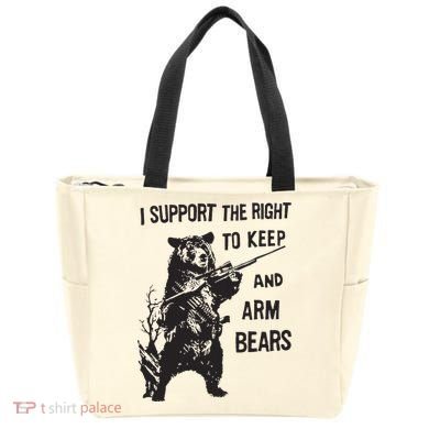 I Support The Right To Keep And Arm Bear Funny Design Tote Bag