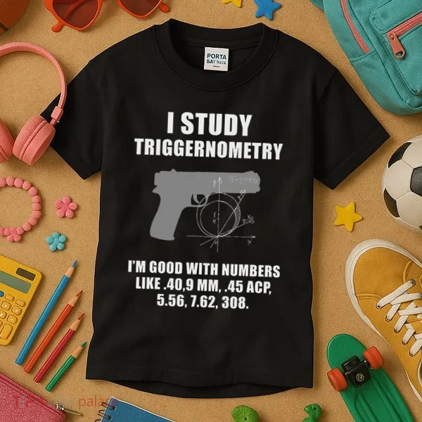 I Study Triggernometry Gun Pistol Funny Kids T-Shirt