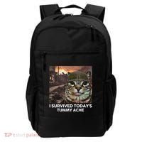 I Survived TodayS Tummy Ache Funny Cat Meme Backpack thumb 0